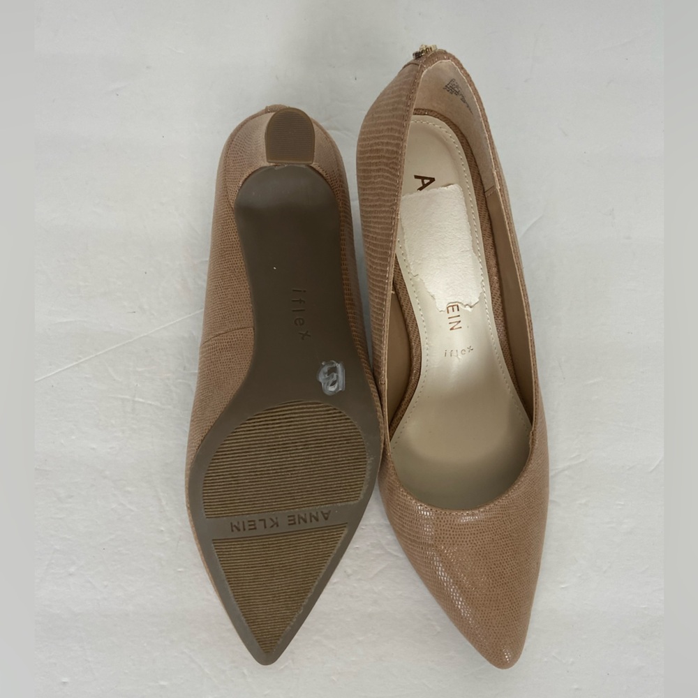 Anne Klein Iflex Akkai Pumps Heel Shoes Size 8.5 Cream Textured Career Fashion - Picture 9 of 9